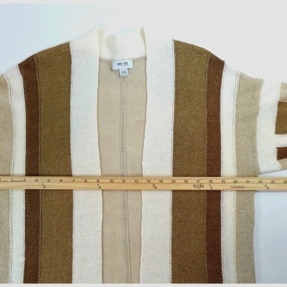 Womens Linen Open Front Duster Cardigan 2XS Brown Metallic Long Lagenlook Kimono - Picture 12 of 15